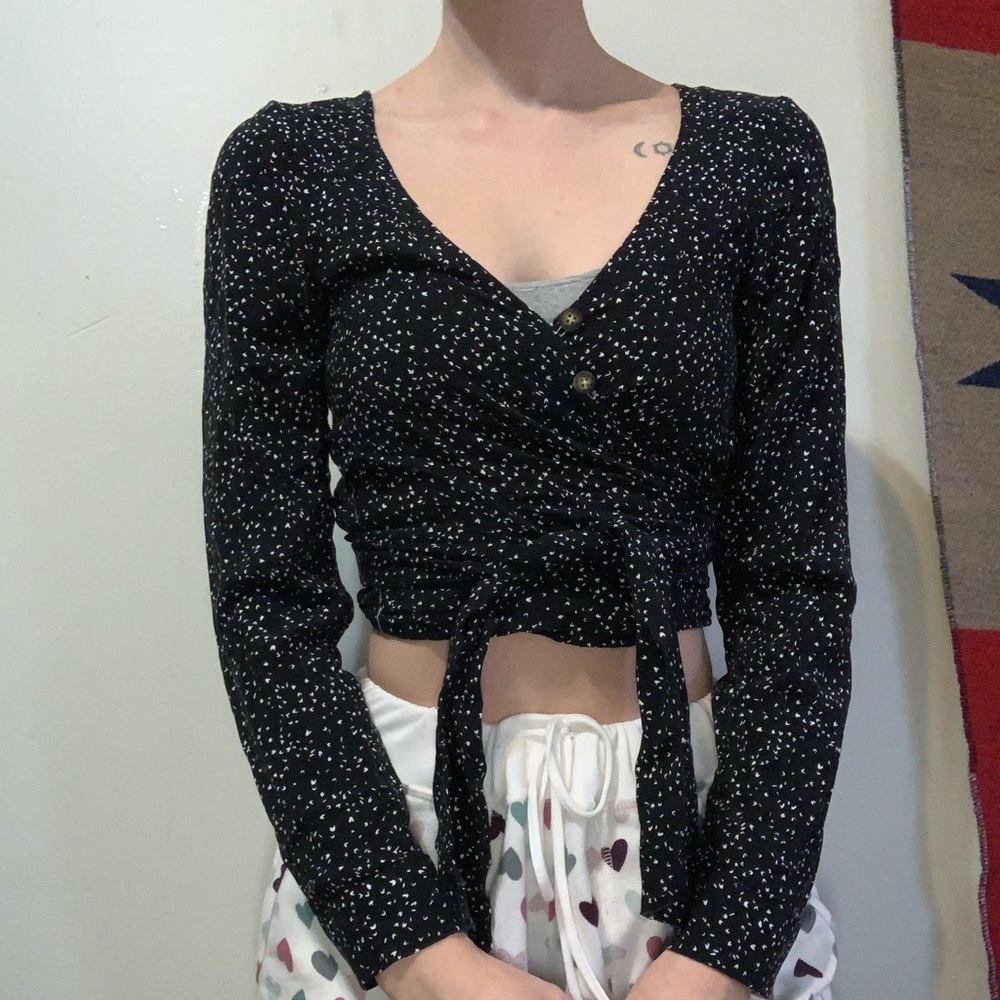 Boutique long sleeve crossbody shirt